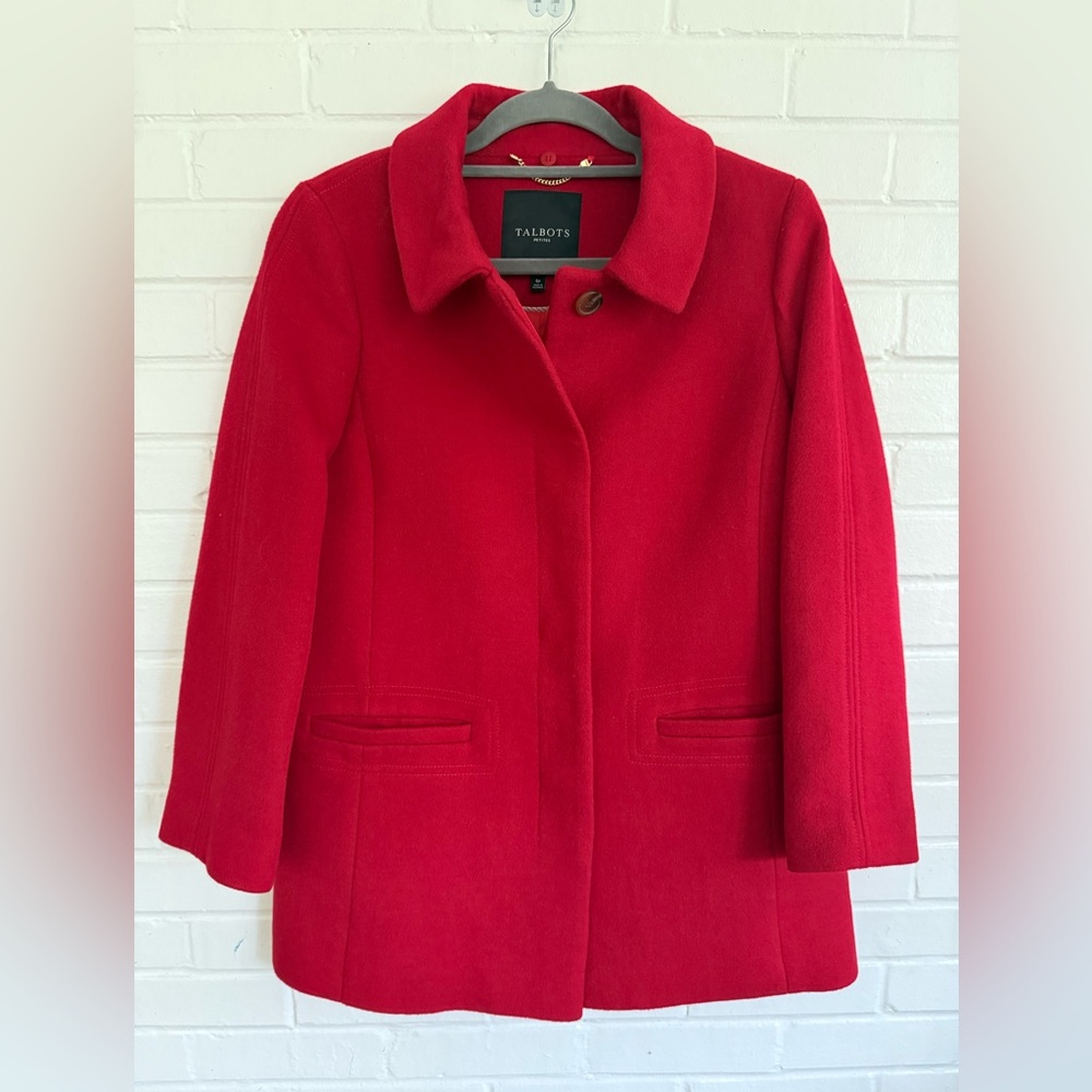 Talbots Women's Red Pea Coat, Wool Blend - 6P